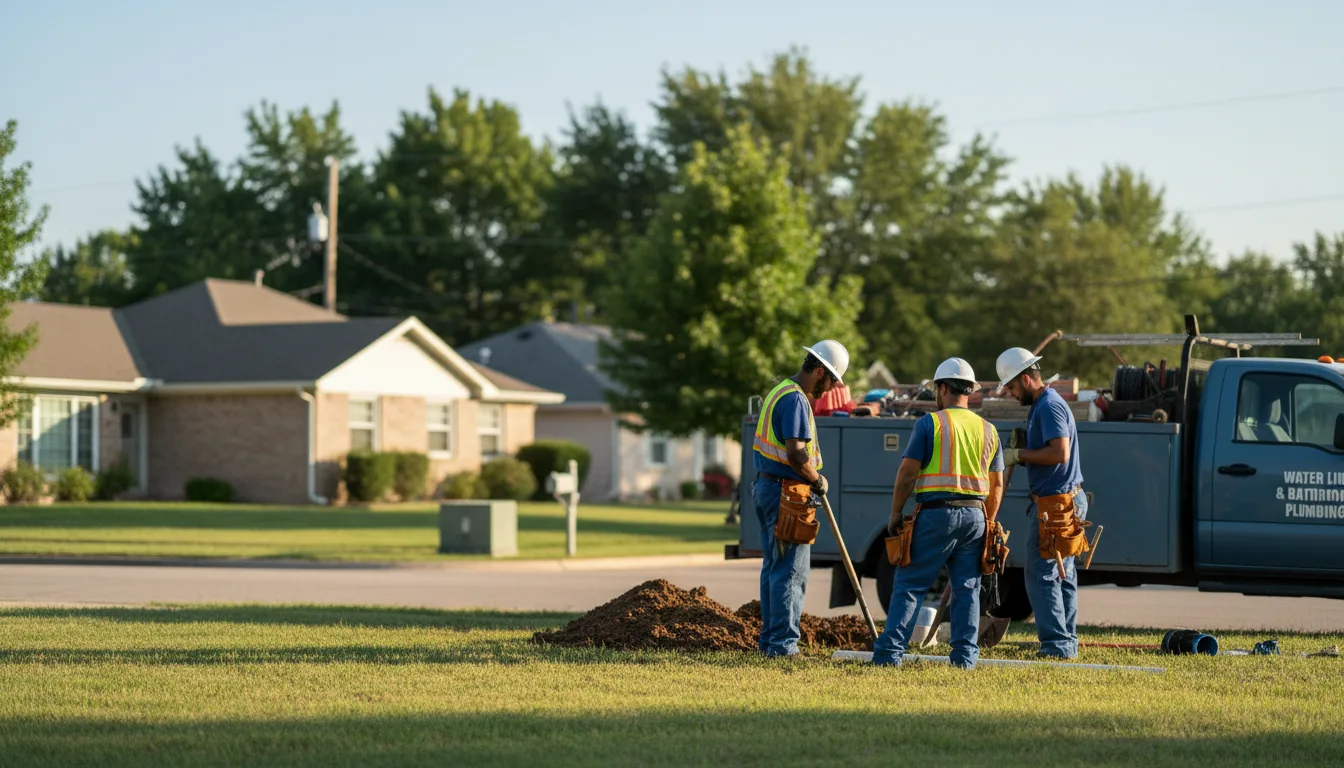 Residential water line and bathroom plumbing service in Hills, IA